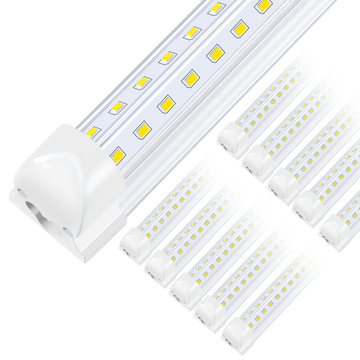 8ft LED Shop Light, 90W 10000 Lumens, 6500K Cool White, Linkable LED Tube Lights for Garage, Warehouse(10Pack)