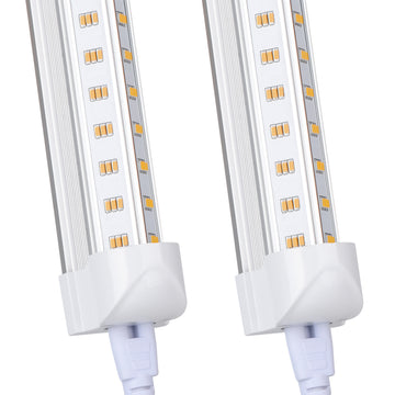 20Pack 8Ft LED Shop Light Fixture, 100W Integrated LED Tube Light,15500LM, 6500K, Clear Cover,6 Rows V Shape 270 Degree T8 LED Lighting for Garage Warehouse Workshop Basement