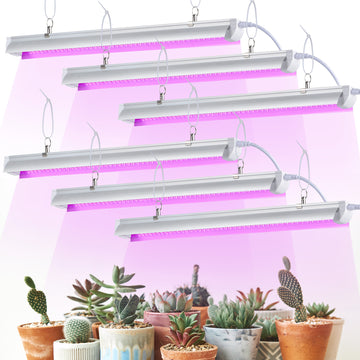 Grow Light for Indoor Plants 4FT T8 45W LED Pink Light Reflectors & Linkable Full Spectrum Plant Light , Greenhouse, 6-Pack