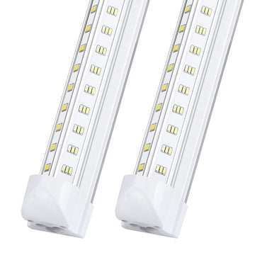 8Ft LED Shop Light Fixture, 100W Integrated 6 Rows V Shape Clear Cover,LED Tube Light,15500LM, 6500K, for Garage Warehouse Workshop Basement(10Pack )