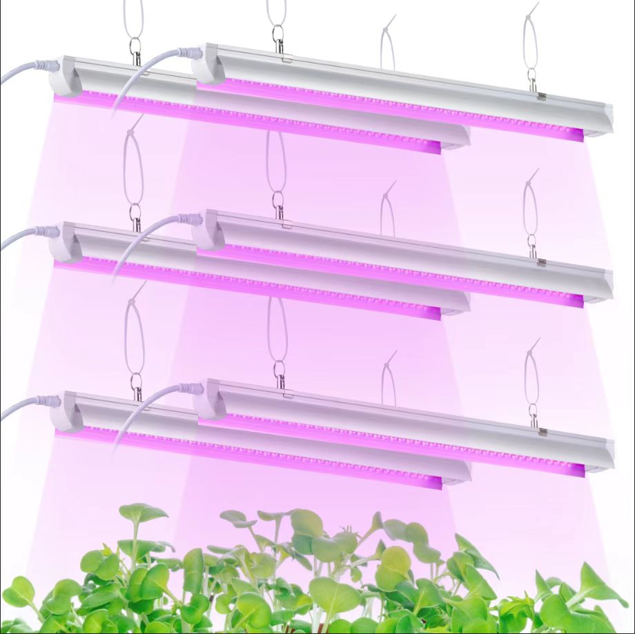 Grow Lights 2FT T8 25W LED Pink Light Reflectors & Linkable,Full Spectrum Plant Light 6-Pack