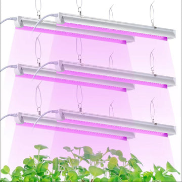 Grow Lights 2FT T8 25W LED Pink Light Reflectors & Linkable,Full Spectrum Plant Light 6-Pack